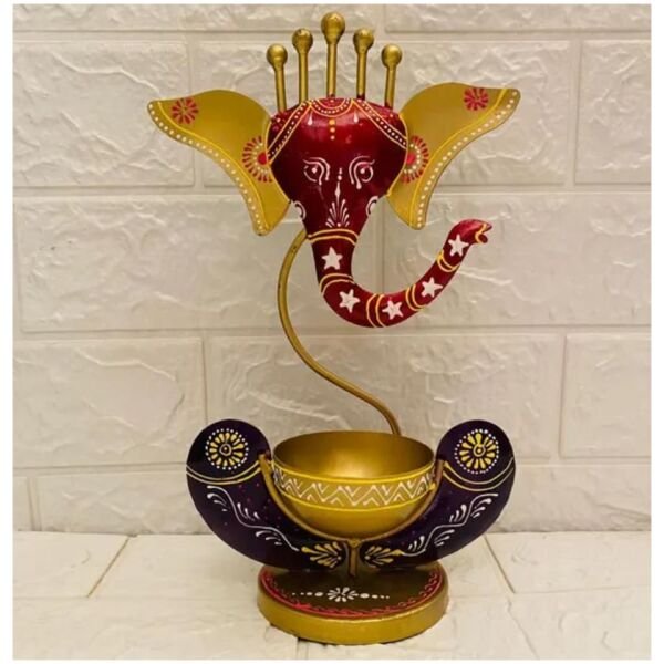 Intricately Crafted Spiritual Decor Ganesha with Tealight Candle Holder