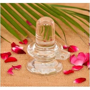 Sphatik Shivling/Big Size for Home Pooja Decorative Showpiece - 4 inch, 250gm (Crystal, White)