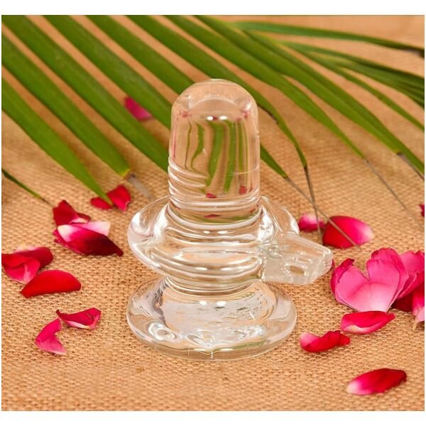 Sphatik Shivling/Big Size for Home Pooja Decorative Showpiece - 4 inch, 250gm (Crystal, White)