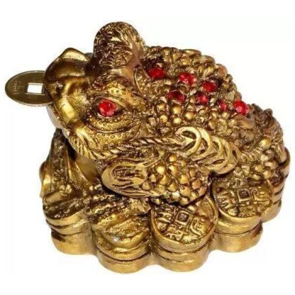 Vastu / Feng Shui / Three Legged Frog With Coin For Health, Wealth And Happiness | Decorative Showpiece for Home décor - 7 cm
