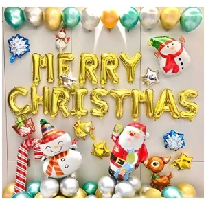 Combo of Merry Christmas Gold Letter Balloon (Pack of 1)