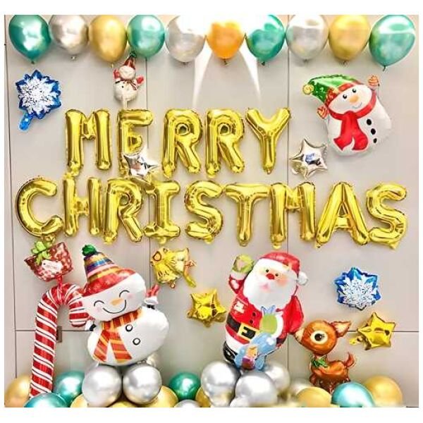 Combo of Merry Christmas Gold Letter Balloon (Pack of 1)