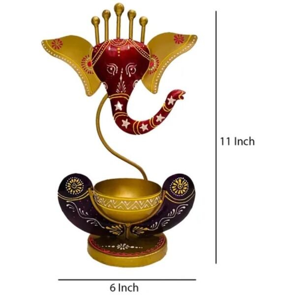 Intricately Crafted Spiritual Decor Ganesha with Tealight Candle Holder - Image 3