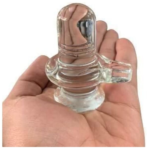 Sphatik Shivling/Big Size for Home Pooja Decorative Showpiece - 4 inch, 250gm (Crystal, White) - Image 3
