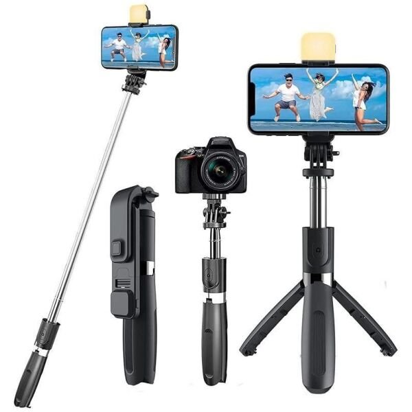 Extendable Flash 3-in-1 Selfie Stick Tripod with Bluetooth Remote