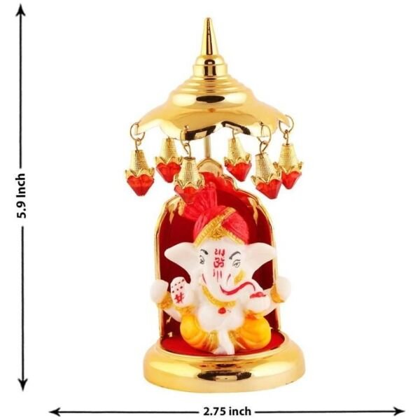 Lord Ganesha Idols Made Of Marble Decorative Showpiece 14.986 cm (Polyresin, Multicolor) - Image 2