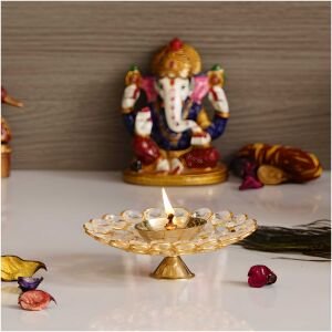 CraftIndia Bowl Shape Crystal Tea Light Holder Small