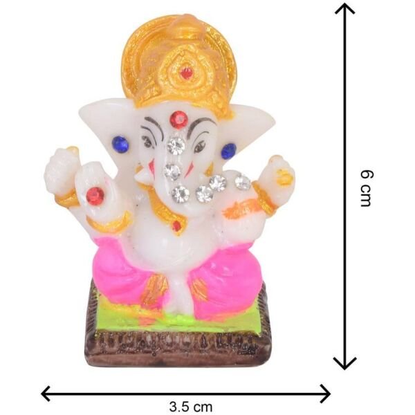 Chatri Aasan Ganesh Idols Decorative Showpiece - 6 cm (Polyresin, Gold) - Image 2