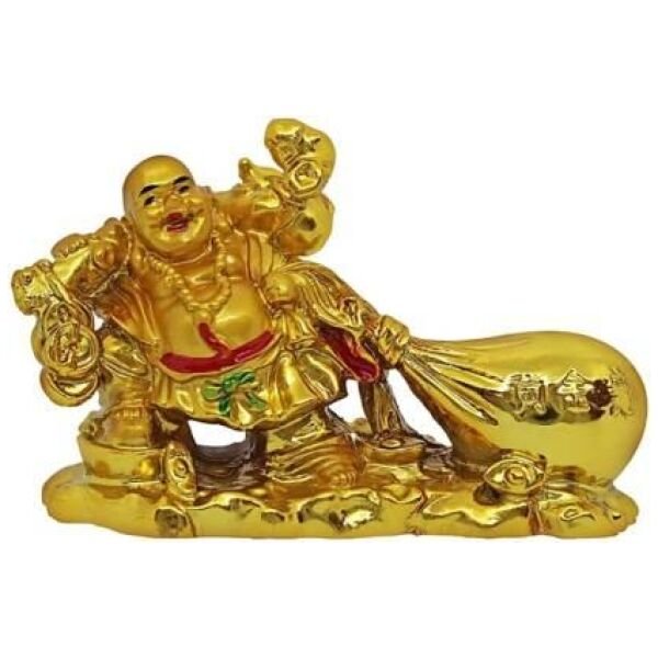 Feng Shui Lucky Laughing Buddha Pulling Big Potli Showpiece - Image 2