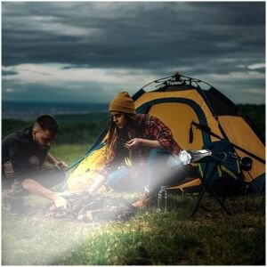 Portable LED Flashlight Multifunctional Work Light Power Bank Emergencies Safety Hammer Waterproof with Sidelight 4 Light Modes for Car Outdoor Camping Hiking Adventure Inspection Red yunfu