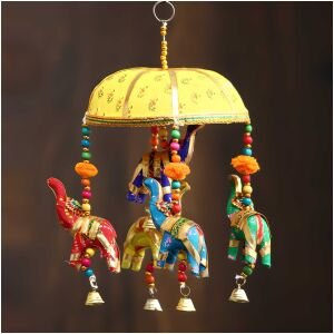 CraftIndia Handcrafted Decorative Elephant Wall/Door/Window Hanging Bells