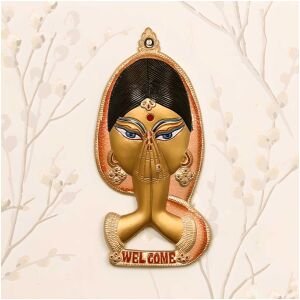 CraftIndia Welcome Lady Metal Colorful Wall Hanging