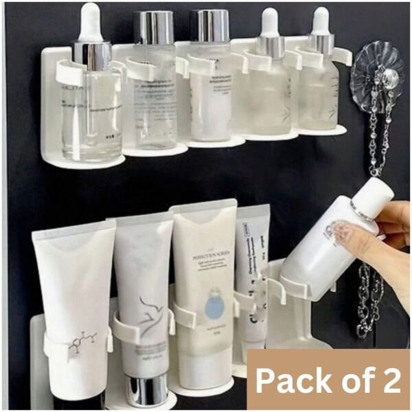 5 Grid Plastic Cosmetic Organiser No Punching Cuttable Storage Holder (Pack of 2) - Image 2