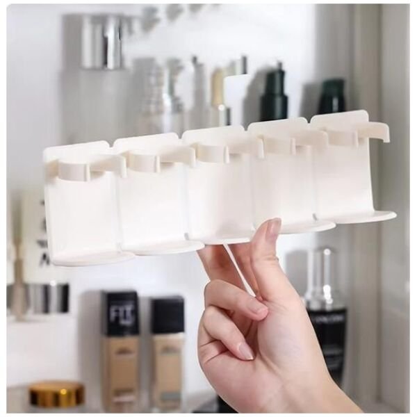 5 Grid Plastic Cosmetic Organiser No Punching Cuttable Storage Holder (Pack of 2) - Image 3