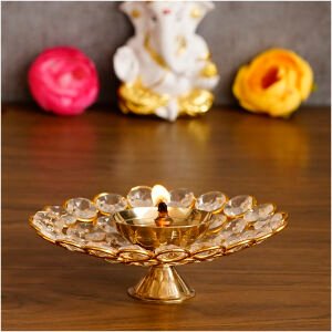 CraftIndia Bowl Shape Crystal Tea Light Holder Small