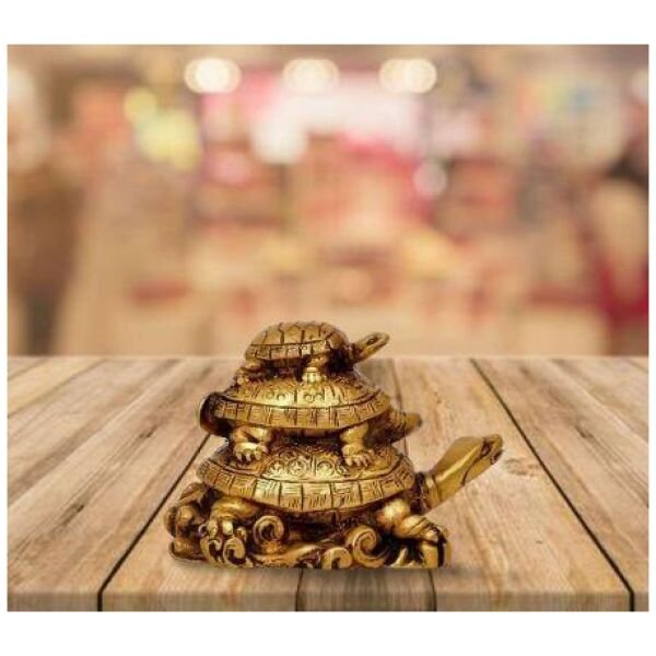 Three Tiered Turtle Tortoise Family For Health And Good Luck For Home Decor - 12 cm