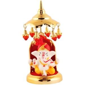 Lord Ganesha idols Made Of Marble Decorative Showpiece 14.986 cm (Polyresin, Multicolor)