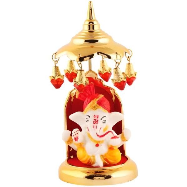 Lord Ganesha idols made of marble Decorative Showpiece 14.986 cm (Polyresin, Multicolor)