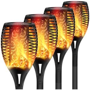 Solar Lights Outdoor Waterproof Dancing Fire Mashaal Flame Torch 96 LED Lantern Landscape Decoration Lighting Auto On/Off for Garden Balcony Driveways ( Pack of 1)