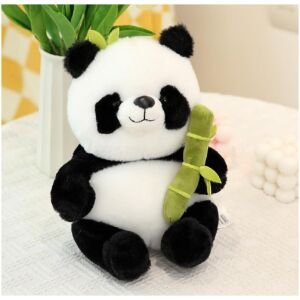 Cute Panda Plush With Bamboo