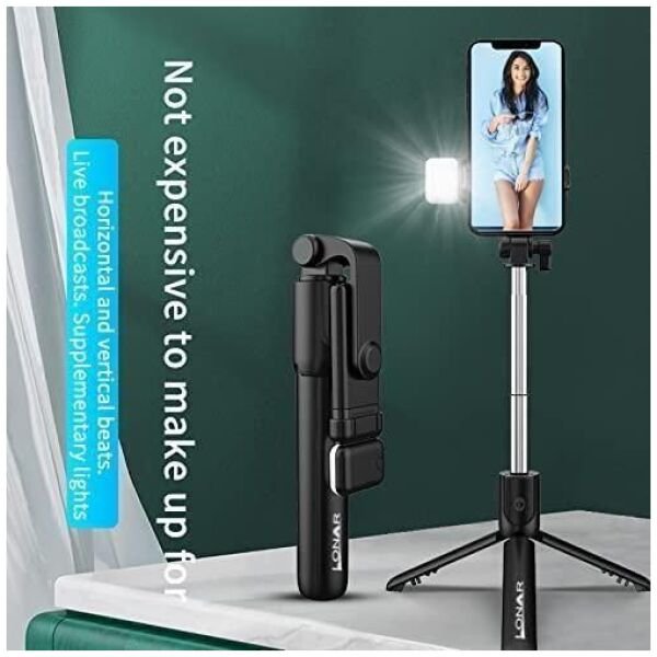 Extendable Flash 3-in-1 Selfie Stick Tripod with Bluetooth Remote - Image 3