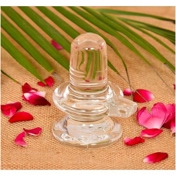 Sphatik Shivling/Big Size for Home Pooja Decorative Showpiece - 4 inch, 20gm (Crystal, White)