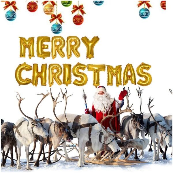 Combo of Merry Christmas Gold Letter Balloon (Pack of 1) - Image 3