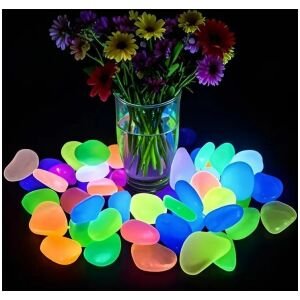 100 Pcs Artificial Mixed Color Glow Stones Fluorescent Rocks For Home Decor