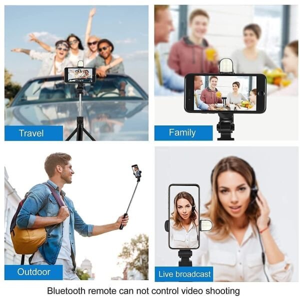 Extendable Flash 3-in-1 Selfie Stick Tripod with Bluetooth Remote - Image 2