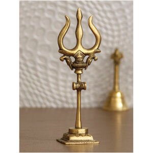 CraftIndia Brass Trishul with Damru Decorative Handcrafted Figurine