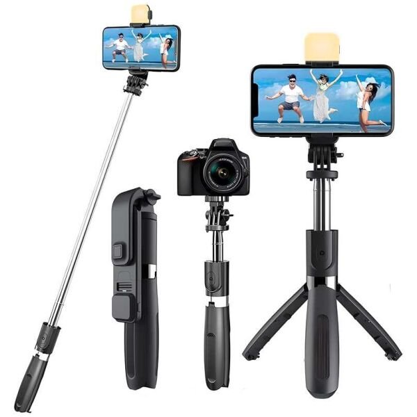 Extendable Flash 3-in-1 Selfie Stick Tripod with Bluetooth Remote
