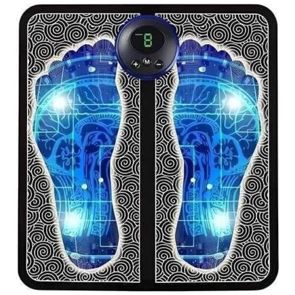 Foot Massager Feet Massage Machine Electronic Muscle Stimulator Massage Mat USB Rechargeable Massager (Black)