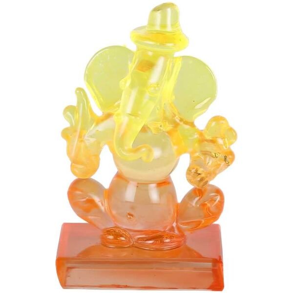 Twin Side Facing Ganesh Decorative Showpiece - 6 cm  (Crystal, Multicolor)
