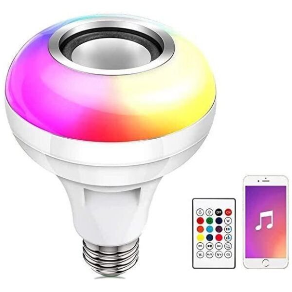 Multicolor Rgb Music Bulb, Wireless Bluetooth Bulb With Speaker And Remote Control