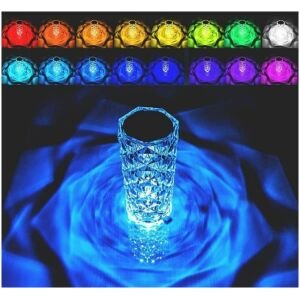 Crystal Table Lamp 16 Color Changing RGB Rose Diamond (Multi-Color)