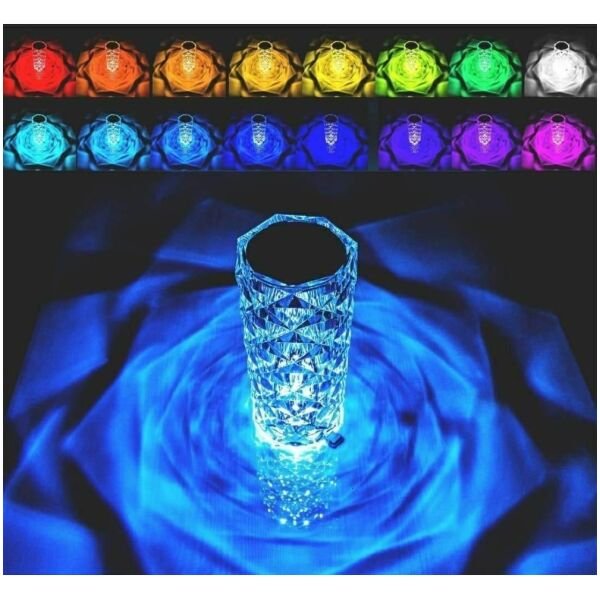 Crystal Table Lamp 16 Color Changing RGB Rose Diamond (Multi-Color)