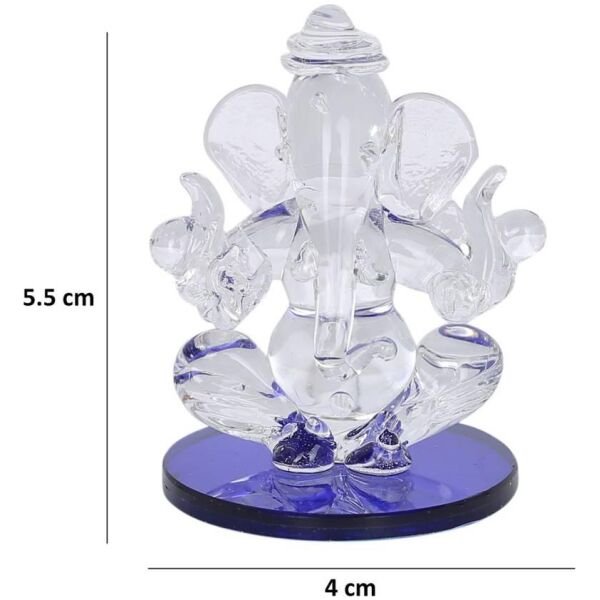 Crystal Ganesha Twin Side Face For Car Dashboard Idols Showpiece - 5.5 cm (Crystal, Blue) - Image 3