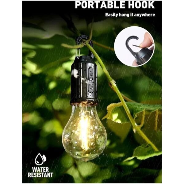 Decorative Hanging Bulb With 3 Modes Tent Lamp for Camping Pack of 2 - Image 3