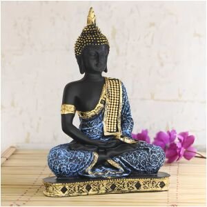 CraftIndia Blue Meditating Buddha Decorative Showpiece - 24 cm