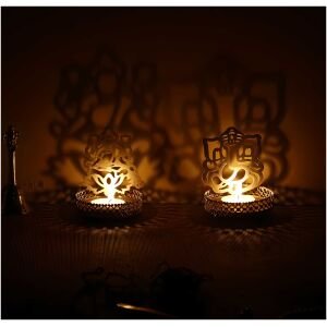 CraftIndia Lord Ganesha and Laxmi Shadow Tea Light Holder
