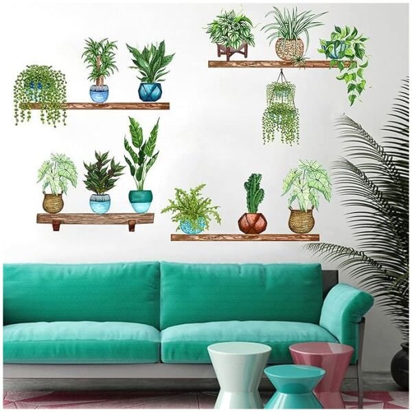 Plants Monstera Leaf Wall Creative Wall Stickers (Pack of 4)