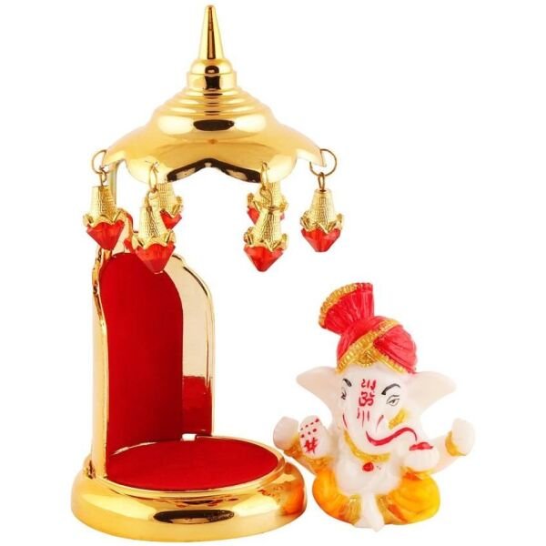 Lord Ganesha Idols Made Of Marble Decorative Showpiece 14.986 cm (Polyresin, Multicolor) - Image 3