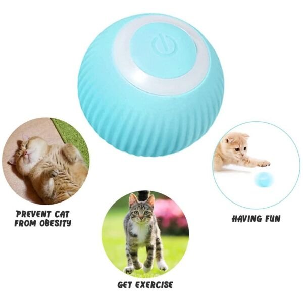 Rotating Cat Toy Ball, Interactive Cat Toys Rechargeable Rotating Ball With LED - Image 2