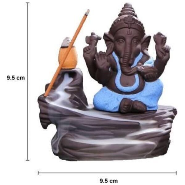 Handcrafted Meditation Monk Ganesha Smoke Backflow Cone Incense Holderv - Image 4