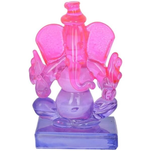 Crystal Ganesh Twin Side Face Car Dashboard Idols Showpiece 6.5 cm  (Crystal, Multicolor)