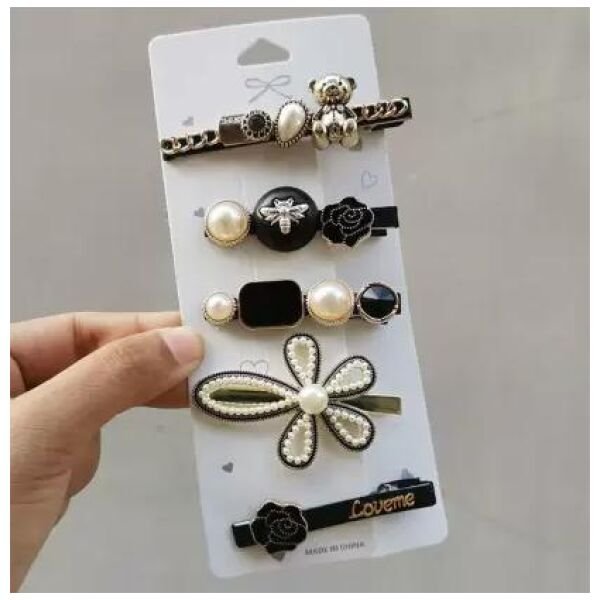 Gracious Pearl Gold Plated Hairclip Jewellery For Women Hair Pin (Black)