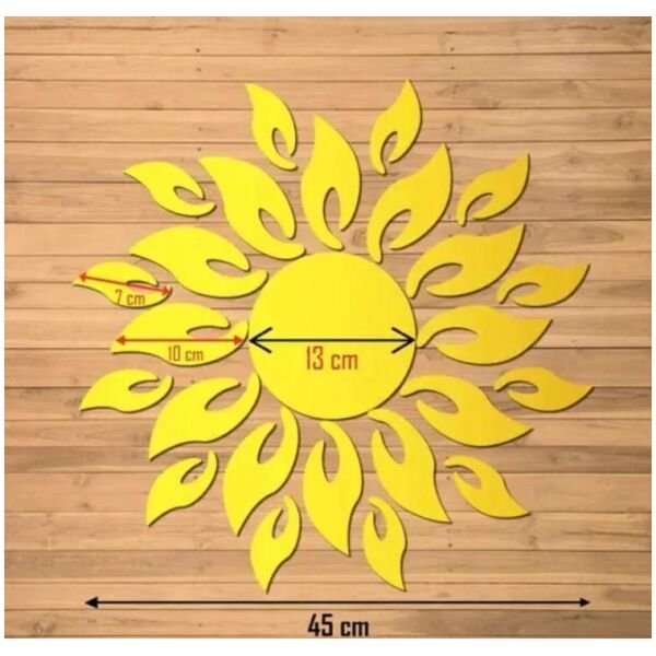 3D Wall Mirror Sticker Sun flame Gold - Image 3