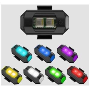 7 Colors LED With 3 Flashing/ Blinking Modes Aircraft Strobe / Helmet Exterior Night Signal Light With USB Rechargeable Cable Kit For Drone Flashing, Bike Bicycle (1 Piece)