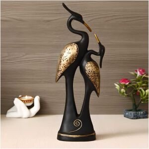 CraftIndia Black Loving Swan Couple Handcrafted Polyresin Decorative Showpiece