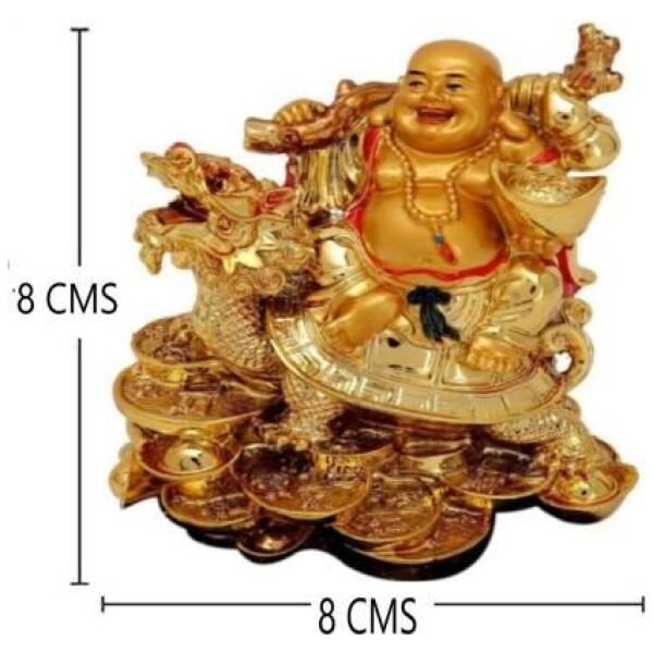 Feng Shui Laughing Buddha On Dragon Showpiece - Image 2